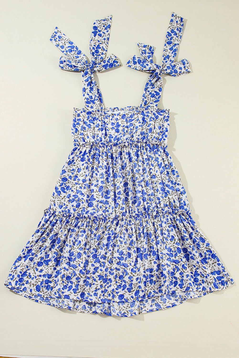 Blue Rose Floral Tiered Dress