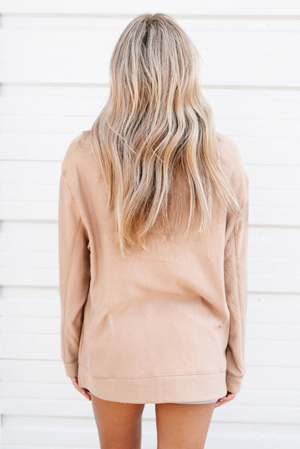 Pink Drop Shoulder Quarter Zip Sweatshirt