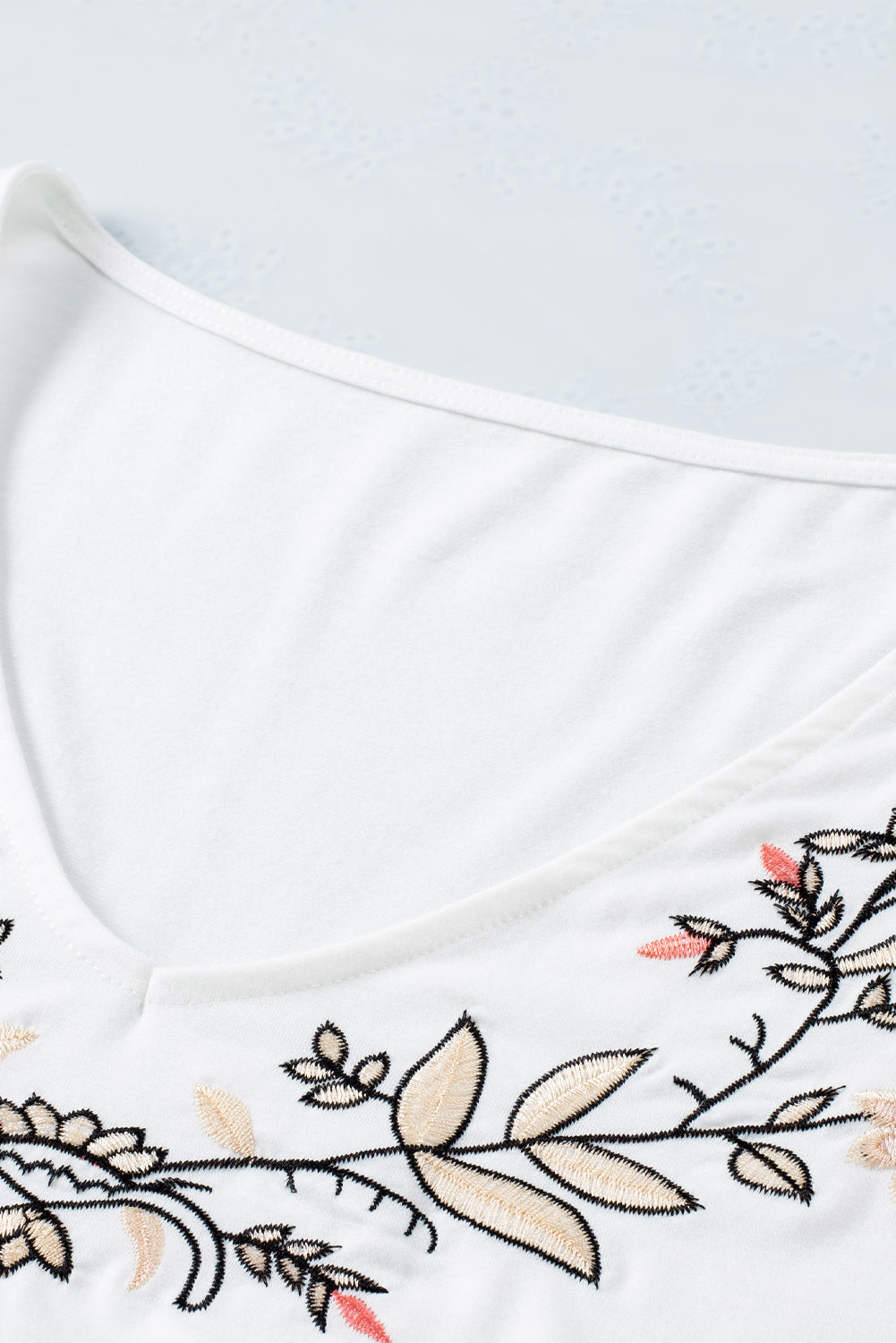 White Floral Embroidered Top