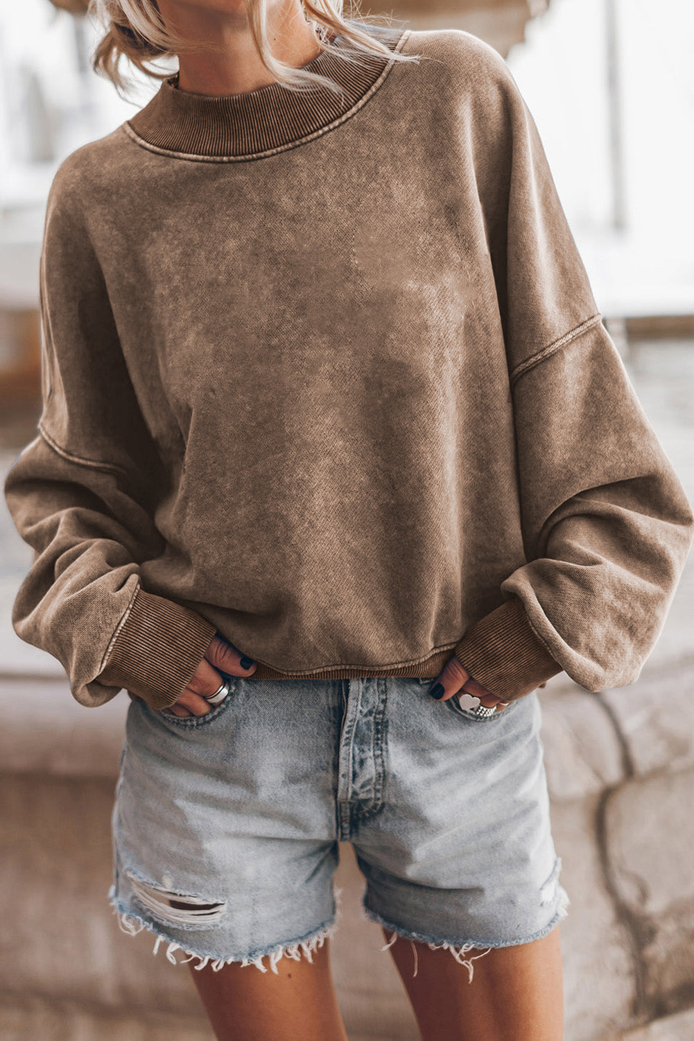 Brown Crew Neck Pullover Sweatshirt