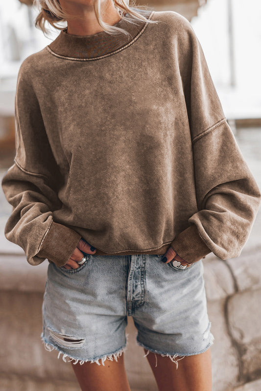 Brown Crew Neck Pullover Sweatshirt