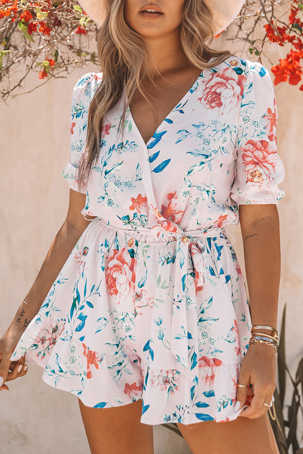 Floral Print Ruffle Romper