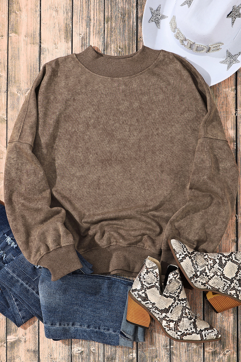 Brown Crew Neck Pullover Sweatshirt