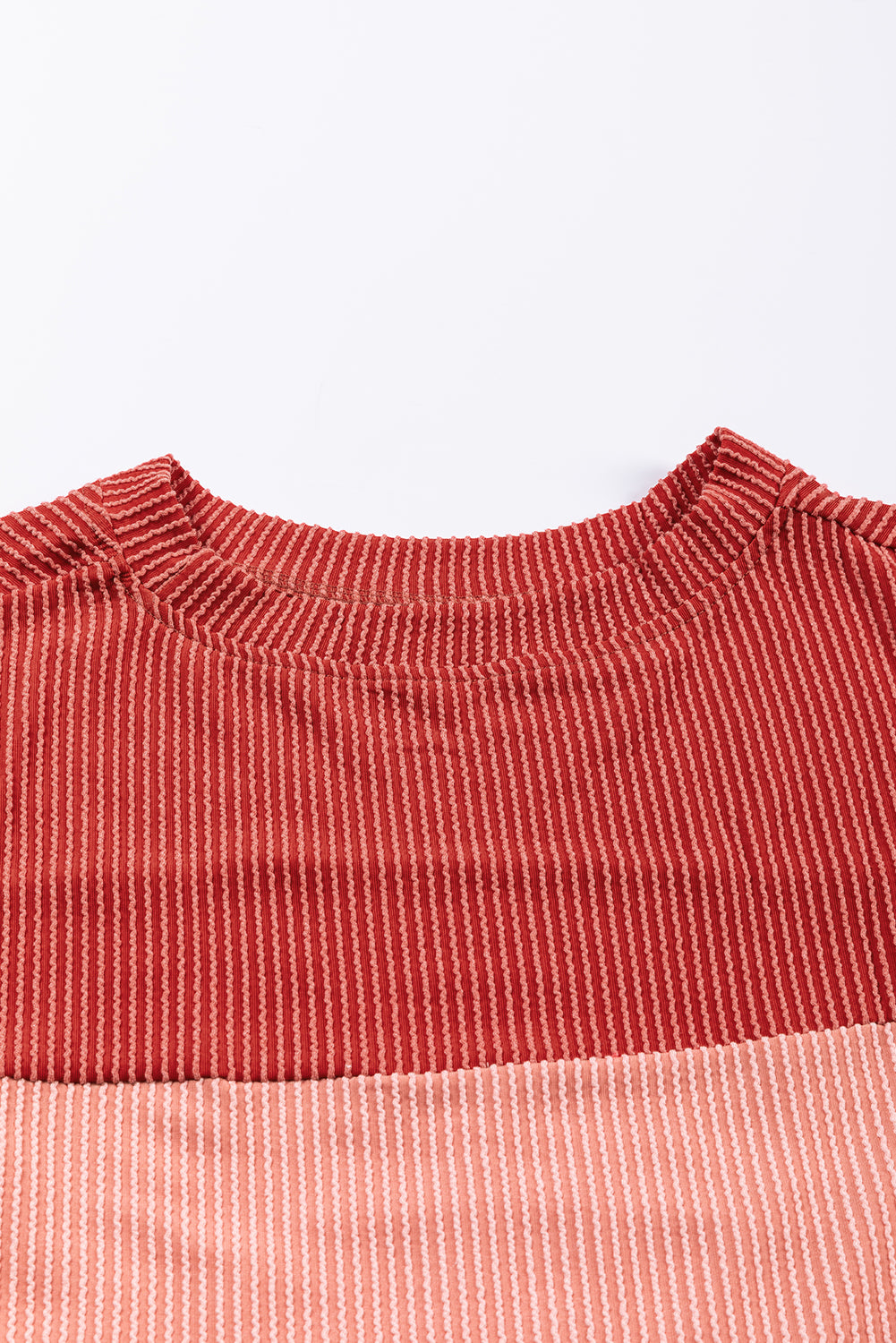 Red Long Sleeve Ribbed Loose Top