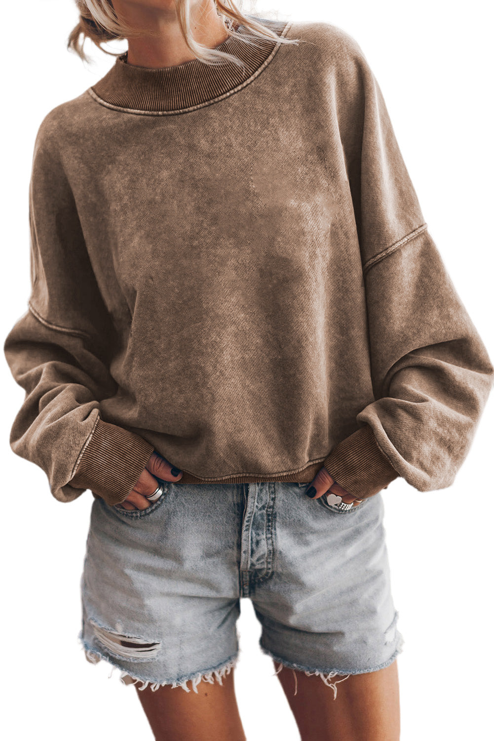 Brown Crew Neck Pullover Sweatshirt