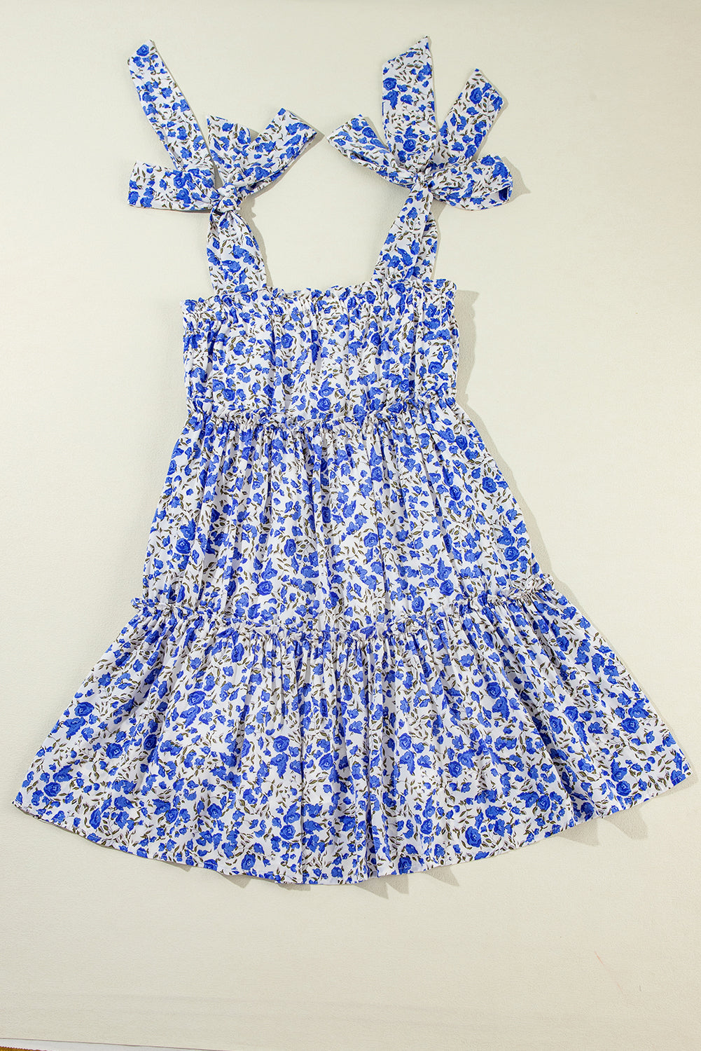 Blue Rose Floral Tiered Dress