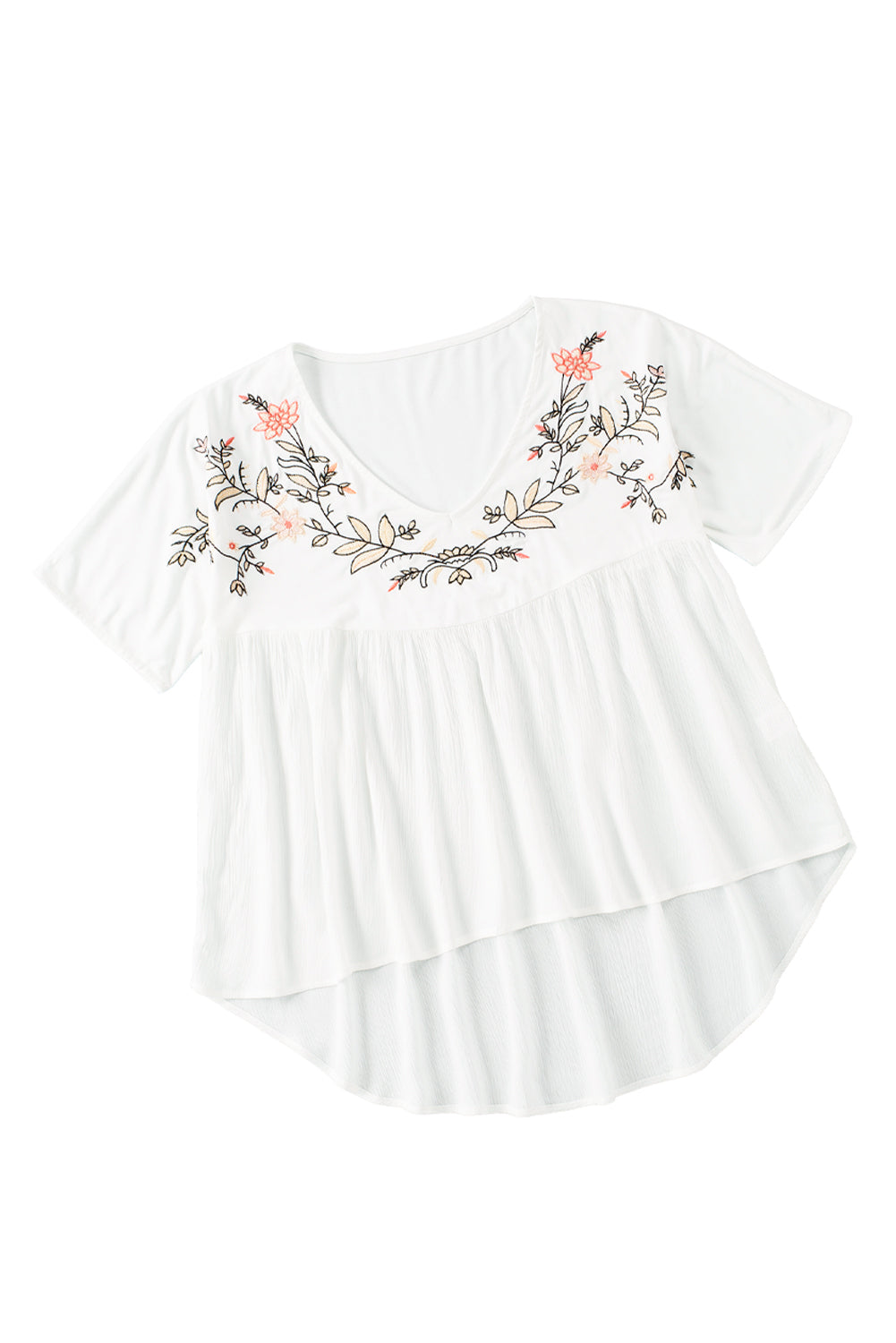 White Floral Embroidered Top