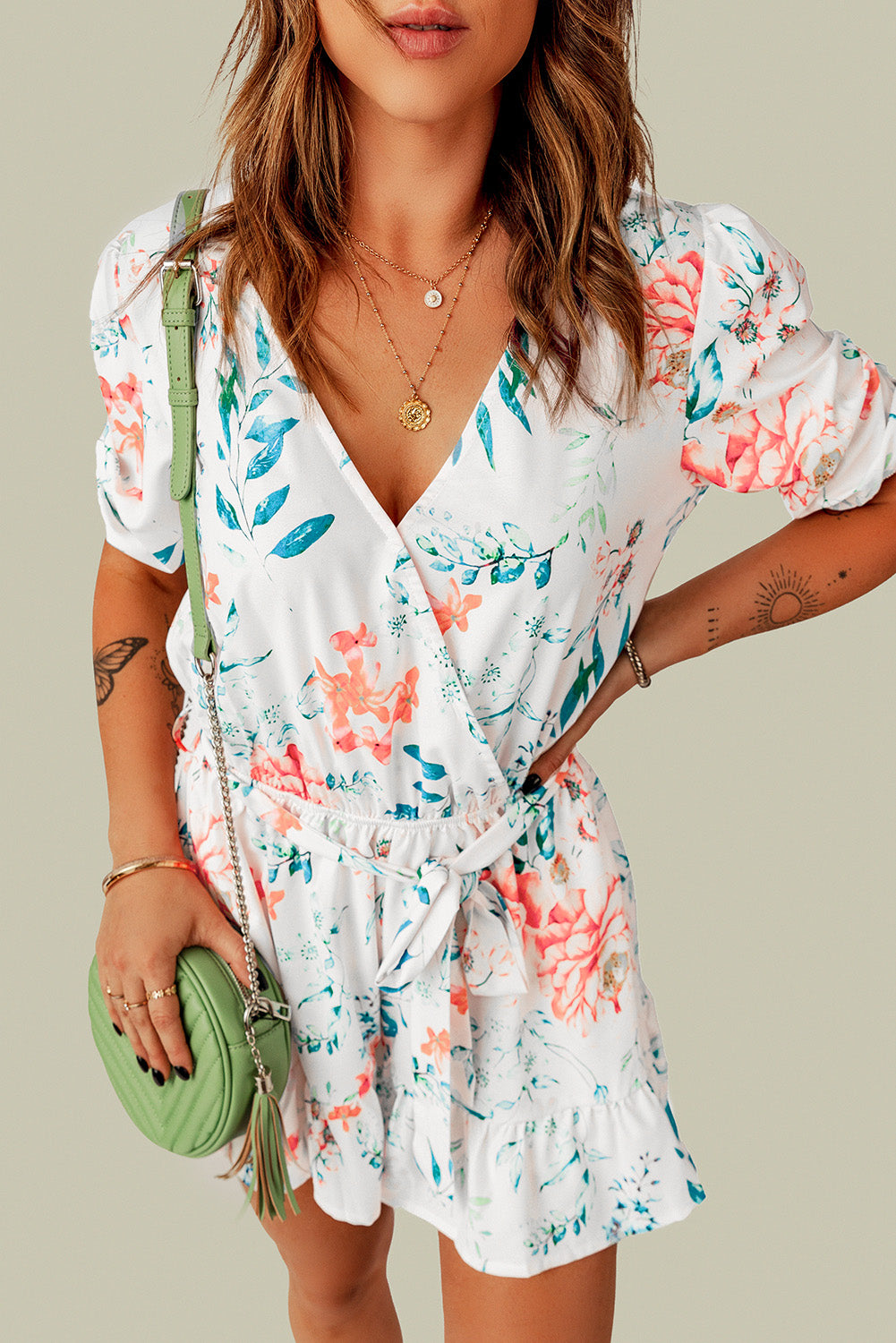 Floral Print Ruffle Romper