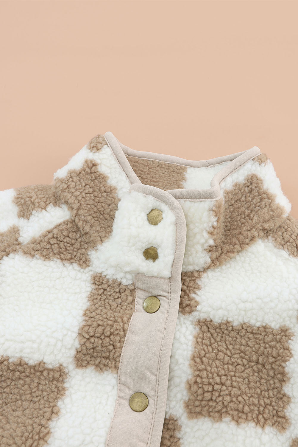 Brown Snap Button Sherpa Jacket