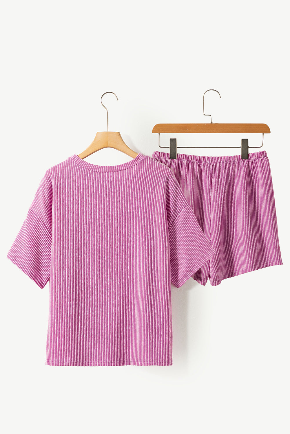 Ribbed Knit Loose Fit Tee and Shorts Set