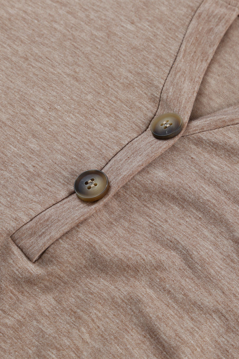 Khaki V-Neck Rolled Sleeve T Shirt