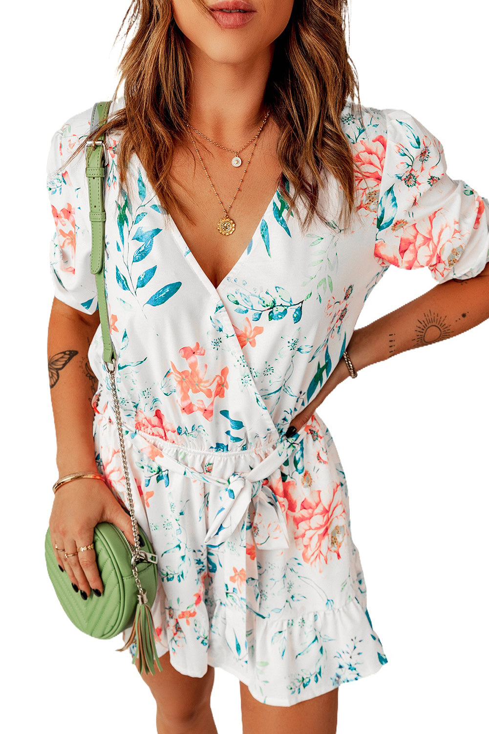 Floral Print Ruffle Romper