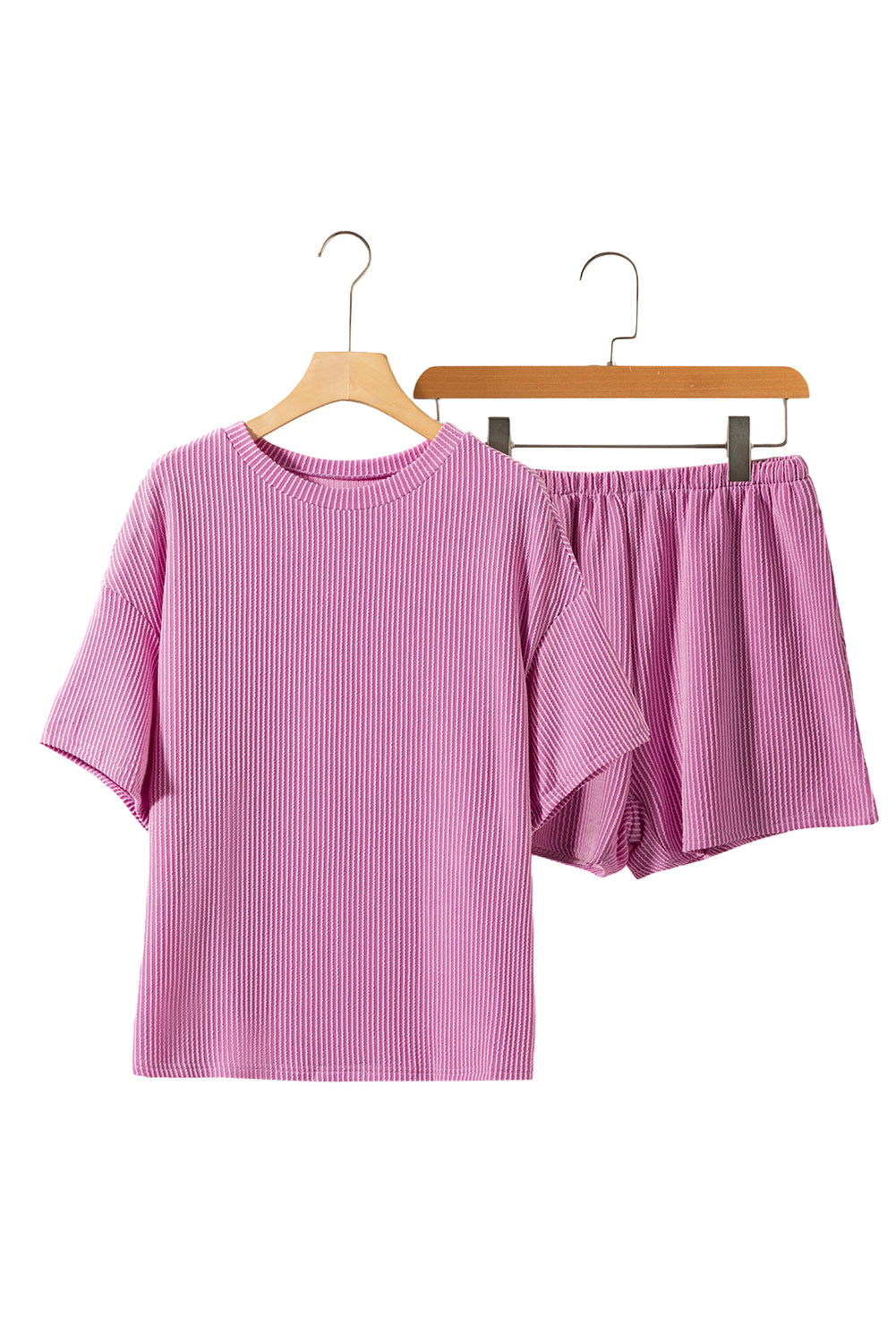 Ribbed Knit Loose Fit Tee and Shorts Set