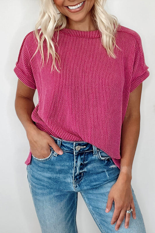 Rose Textured Knit T-shirt