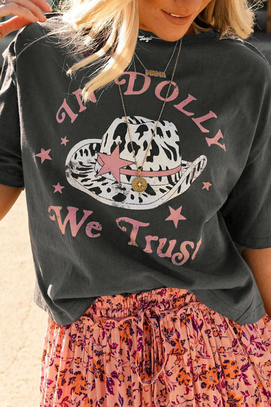 Gray Dolly Western Fashion Graphic Tee