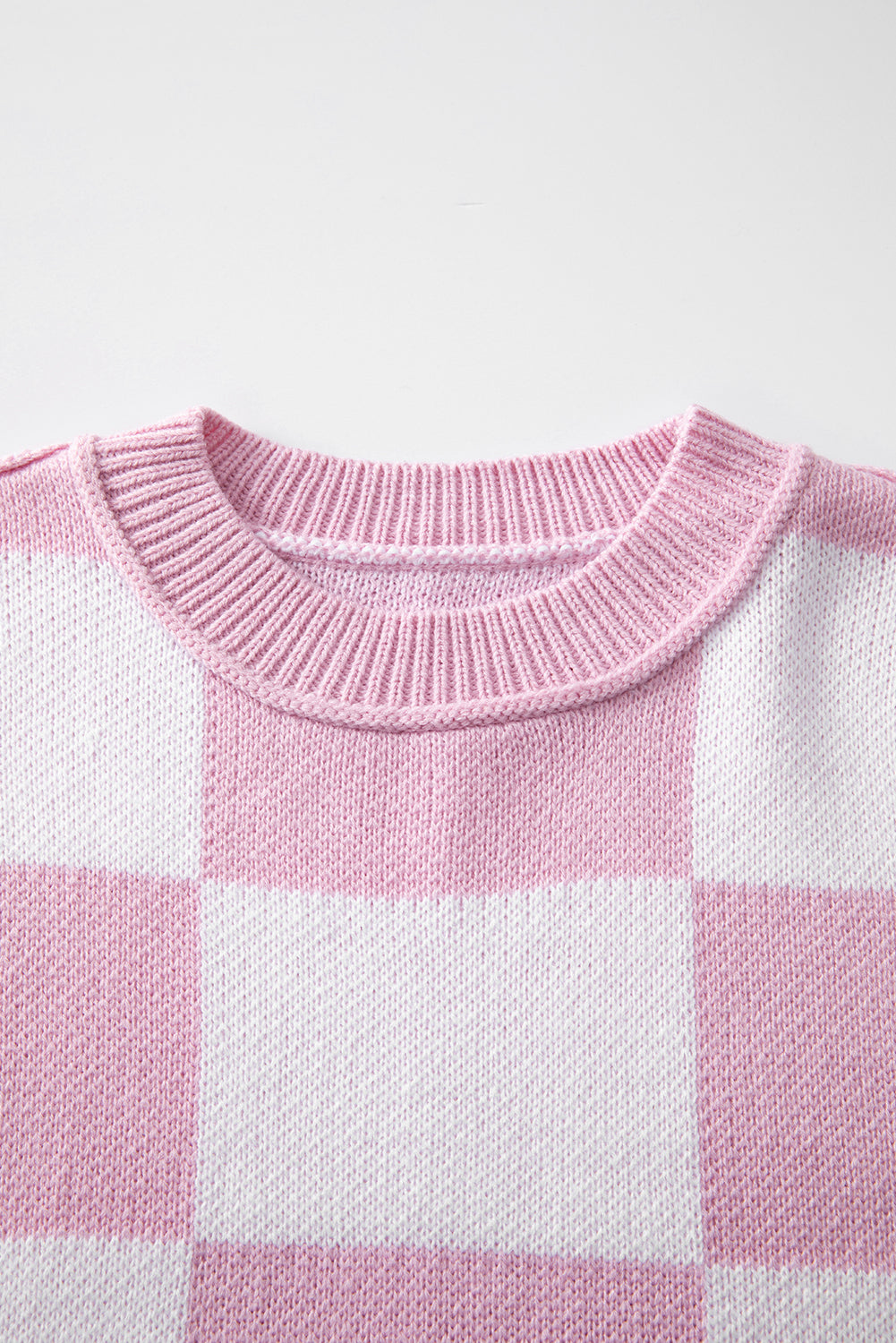 Pink Checkered Sleeve Sweater