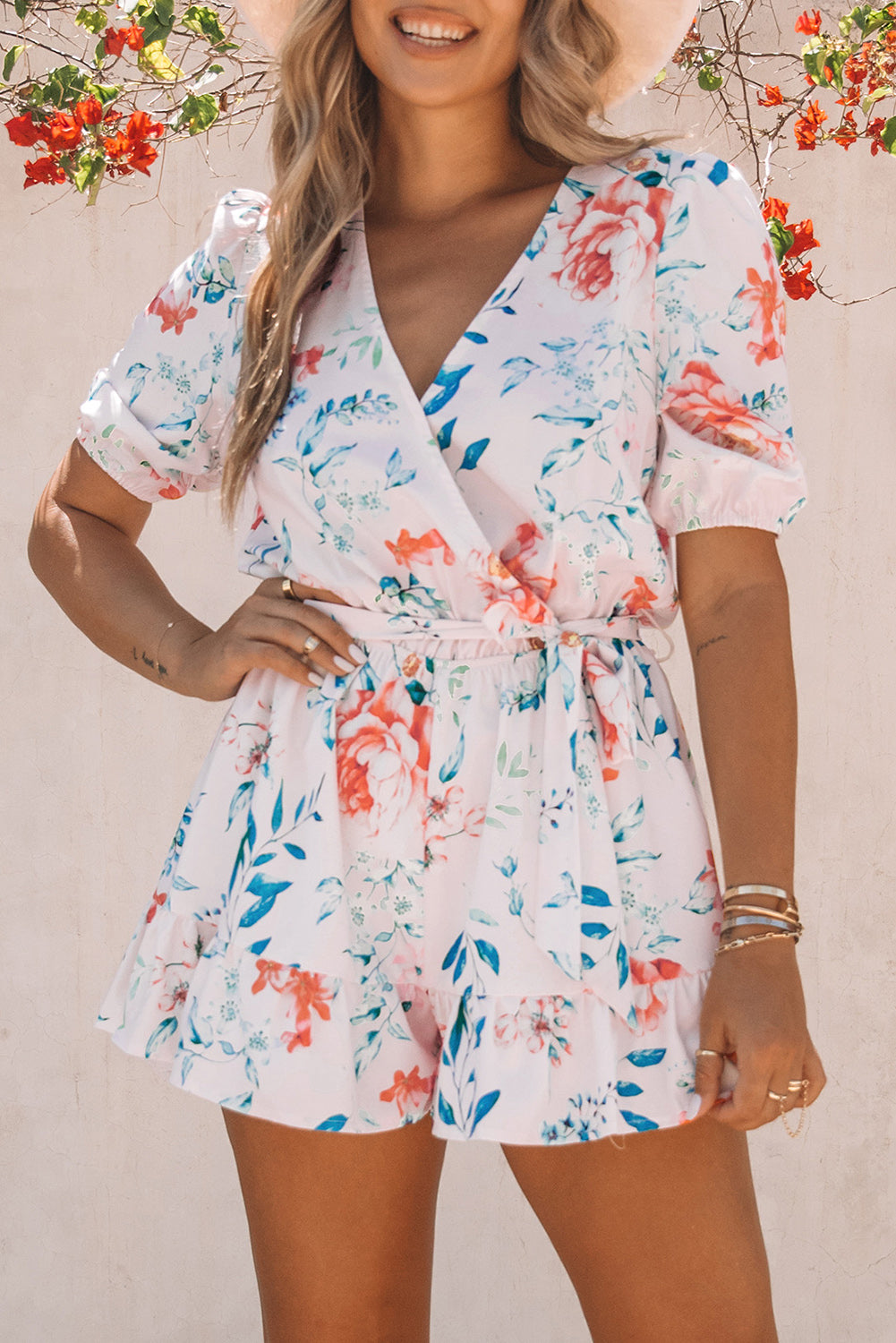 Floral Print Ruffle Romper