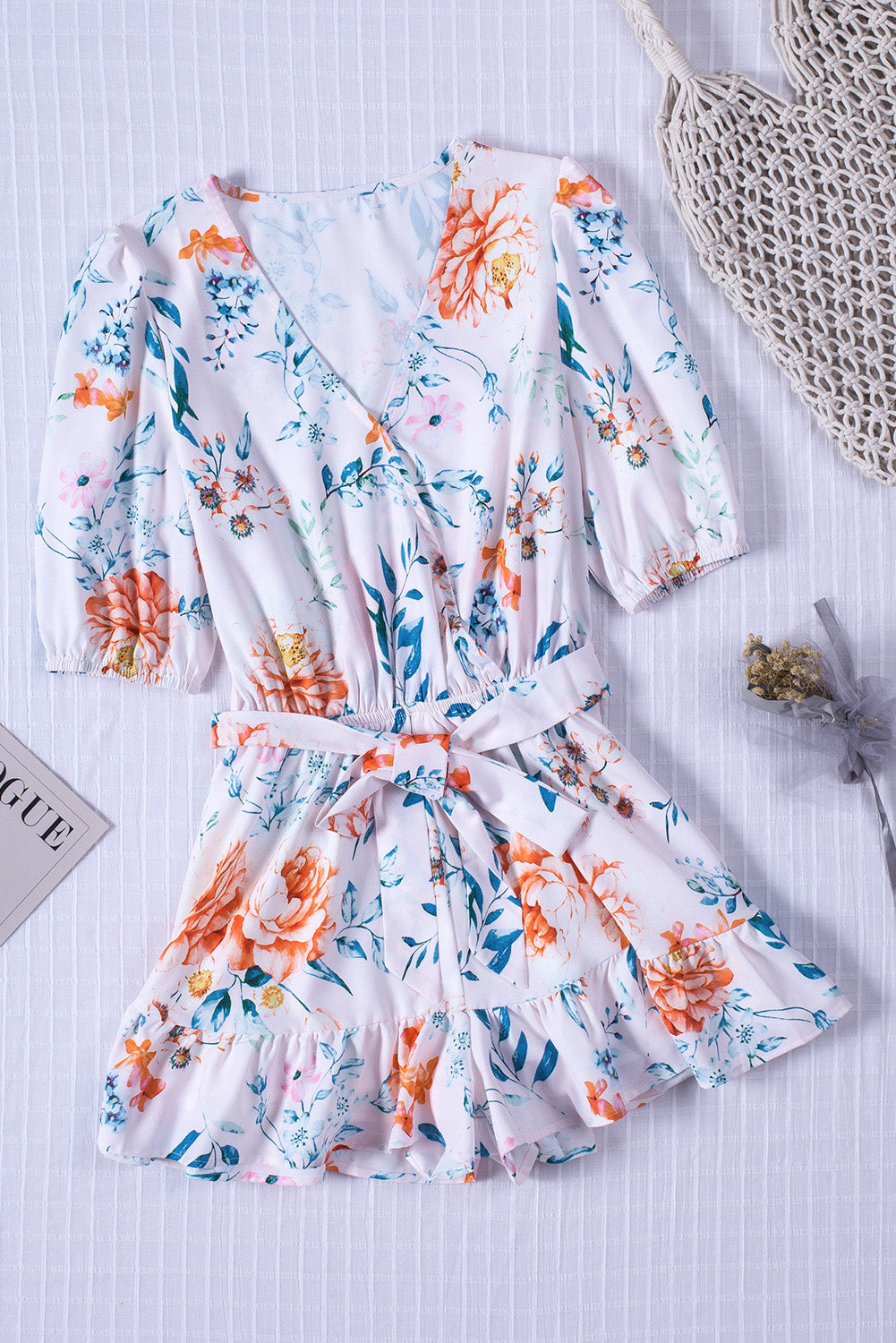 Floral Print Ruffle Romper