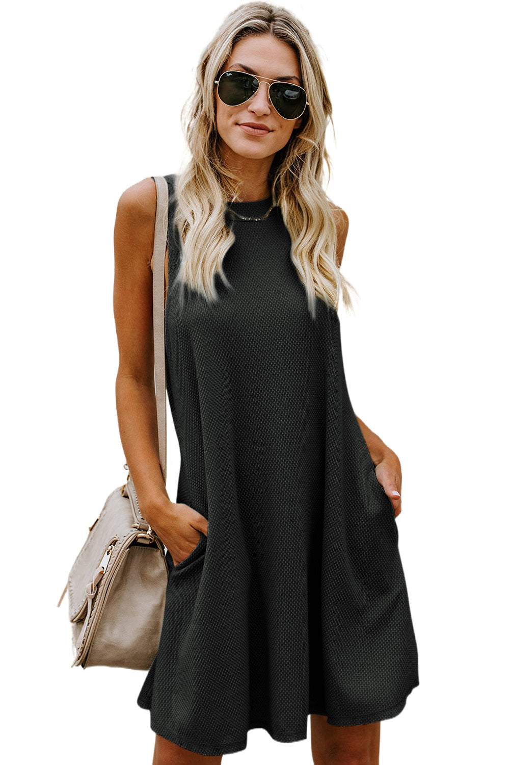 Black Cut-out Back Sleeveless Dress