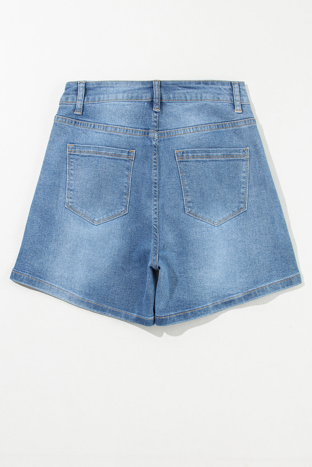 Blue Rhinestone Embellished Denim Shorts