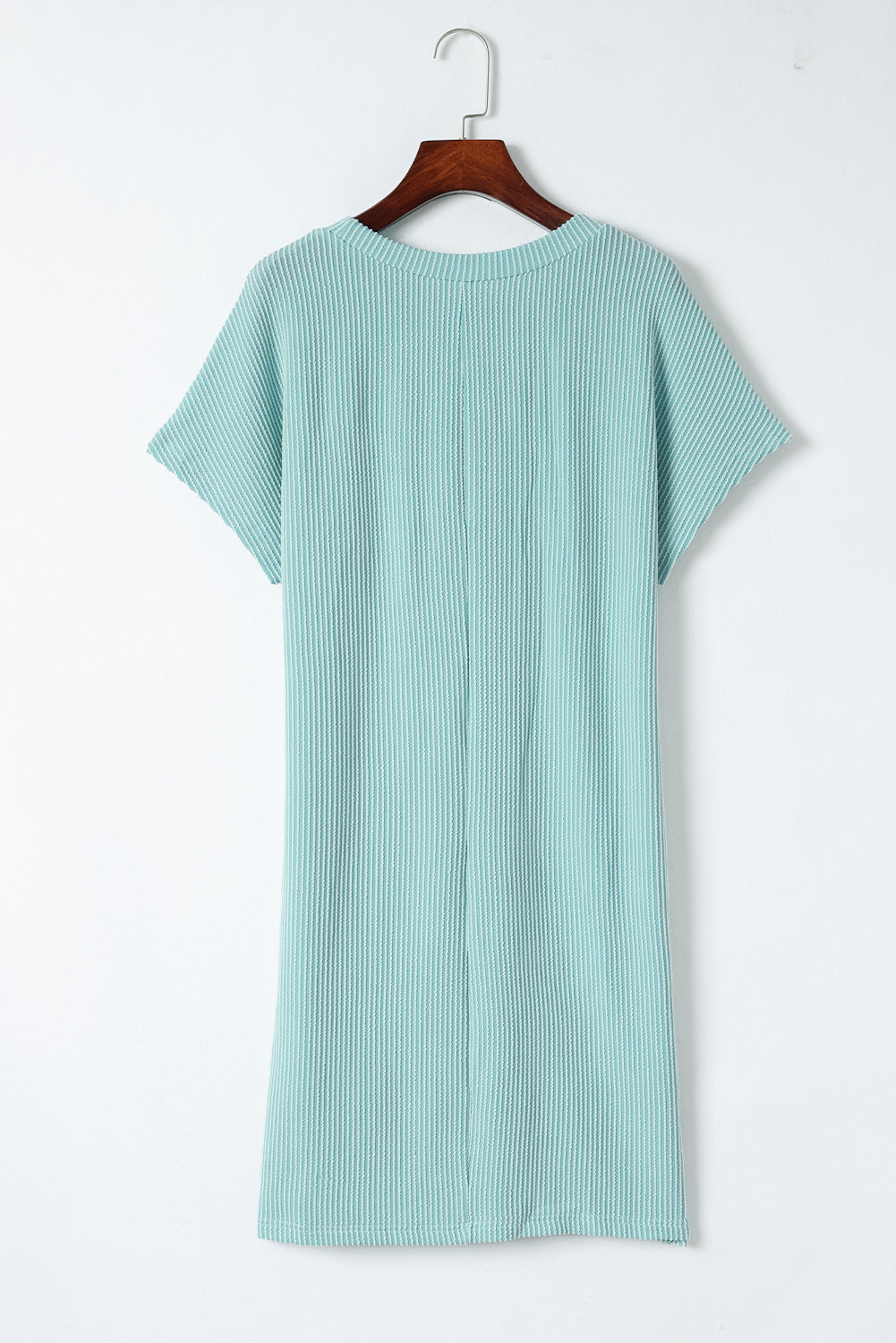 Blue Ribbed Knit T-shirt Dress