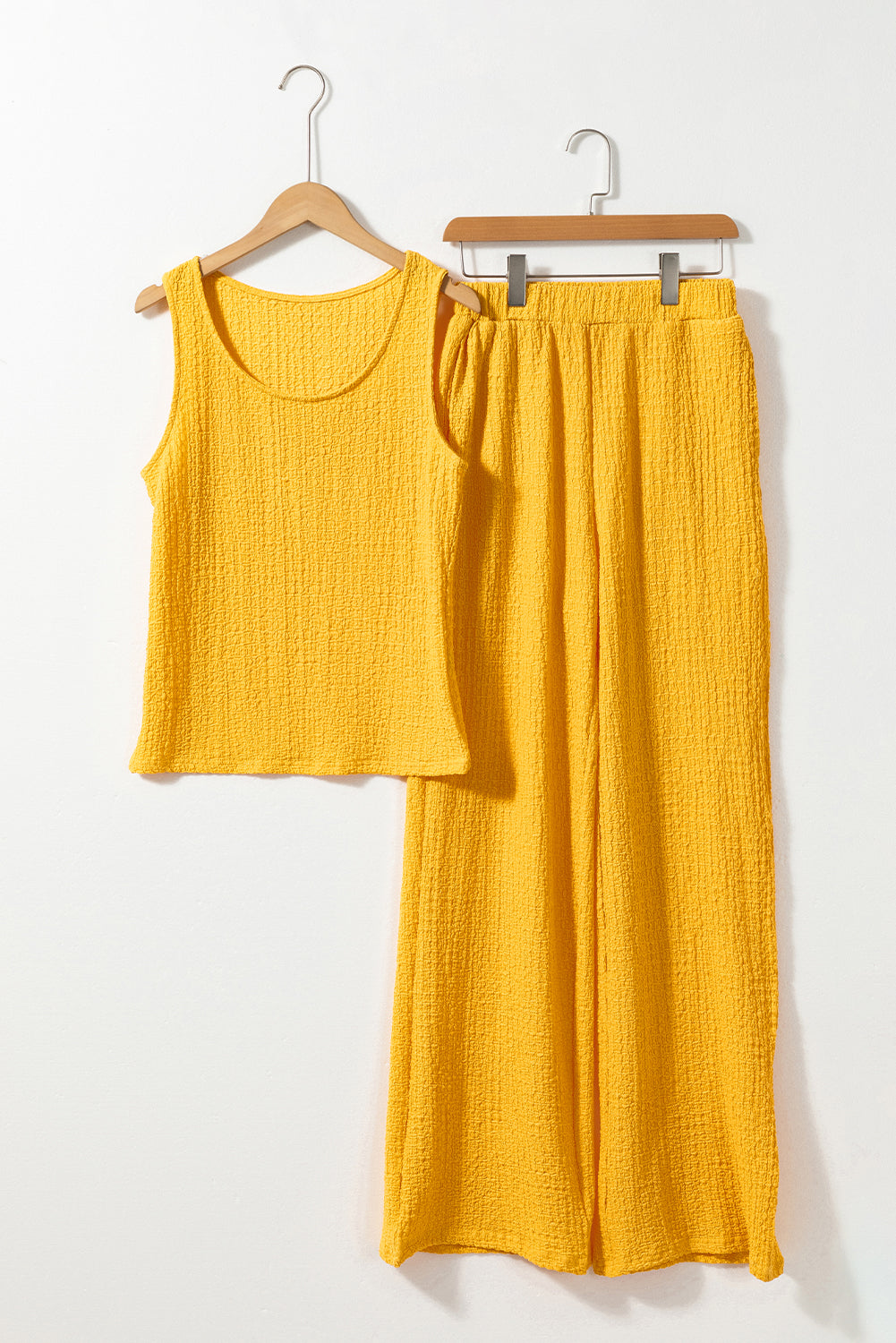 Yellow Tank Top and Wide Leg Pants Set