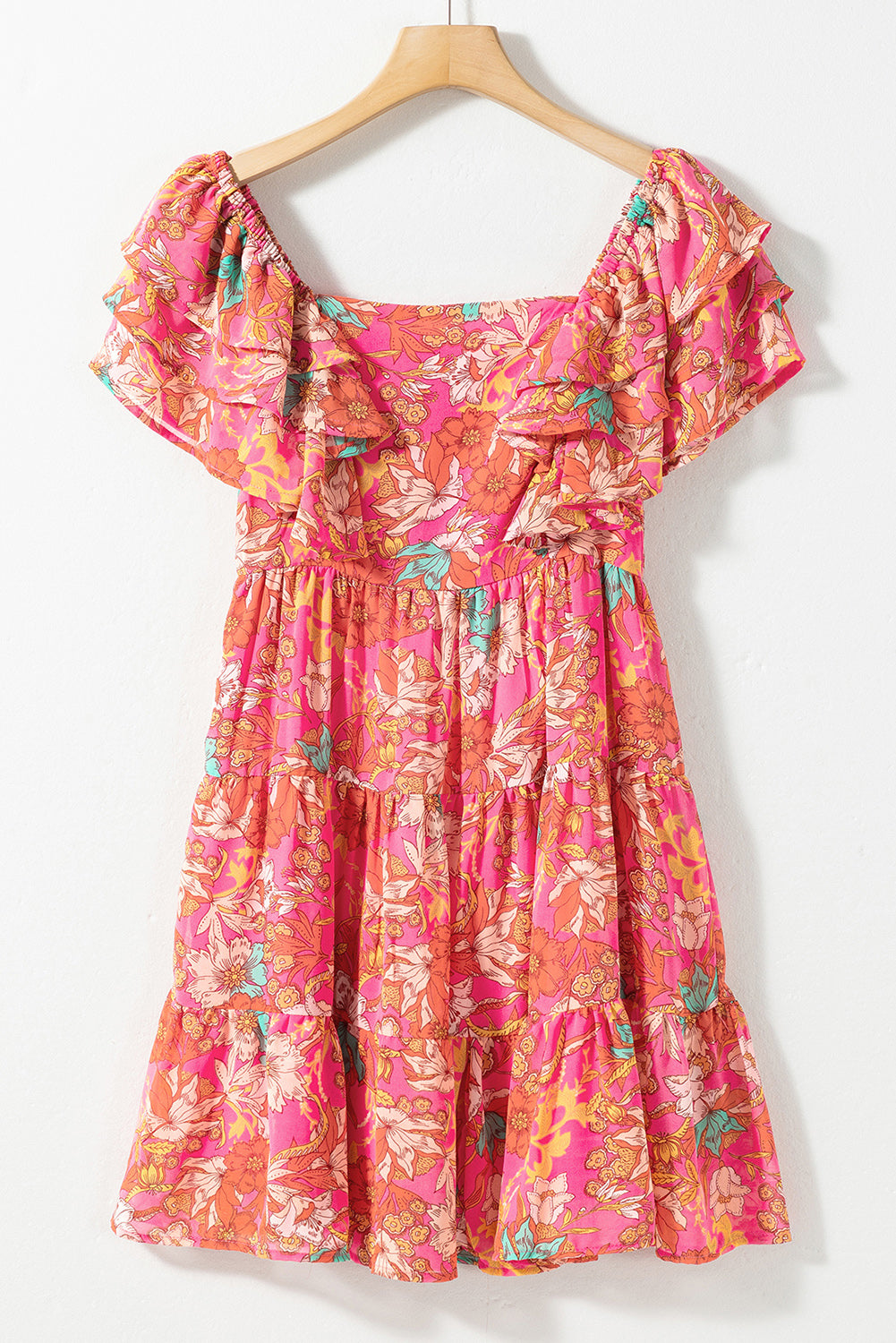 Pink Floral Ruffle Dress