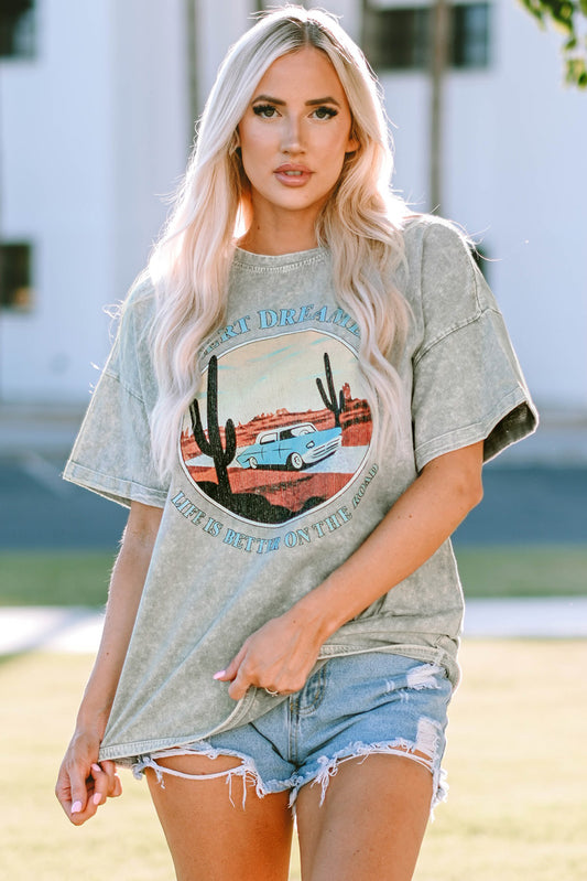 Gray Desert Dreamer Mineral Wash Graphic Tee