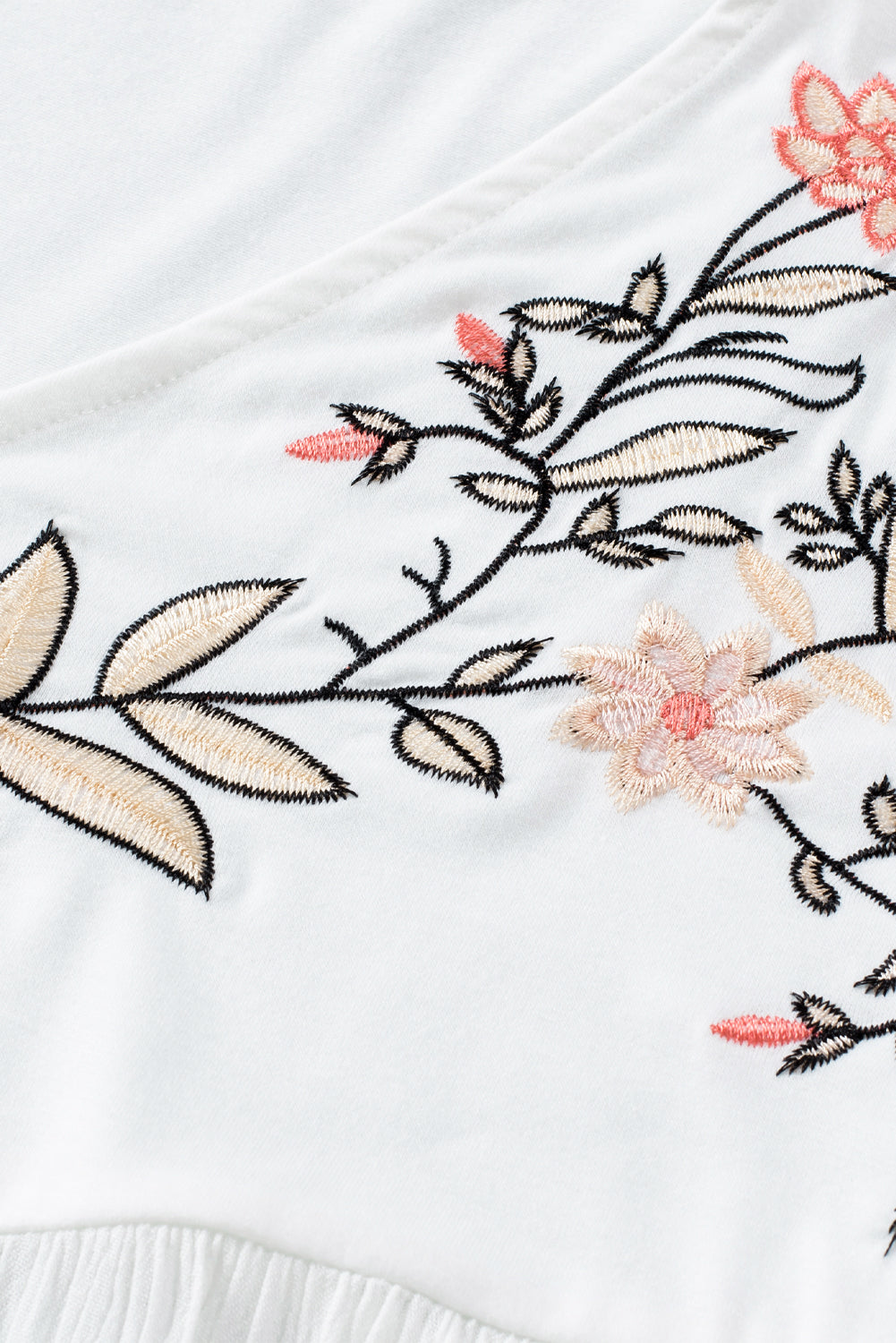 White Floral Embroidered Top