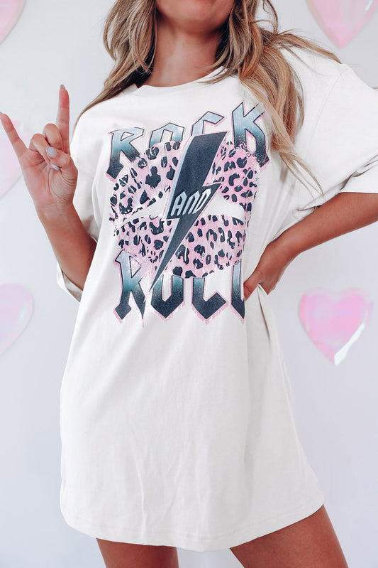 White Leopard Lightning Oversized Graphic Tee