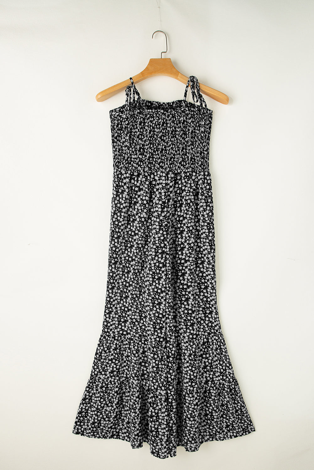 Black Thin Straps Wide Leg Floral Jumpsuit