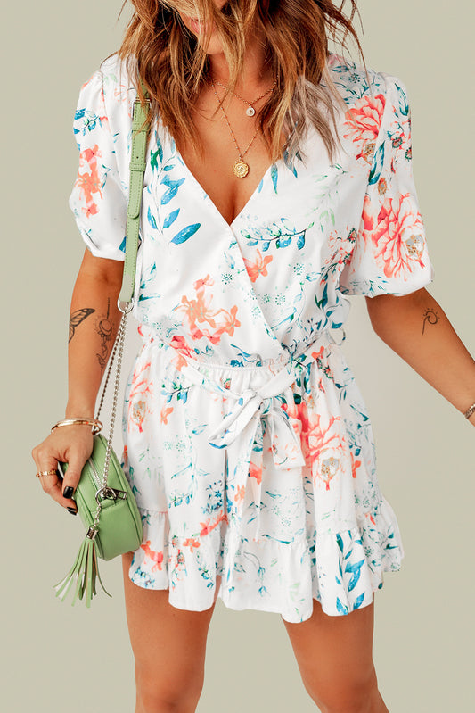 Floral Print Ruffle Romper