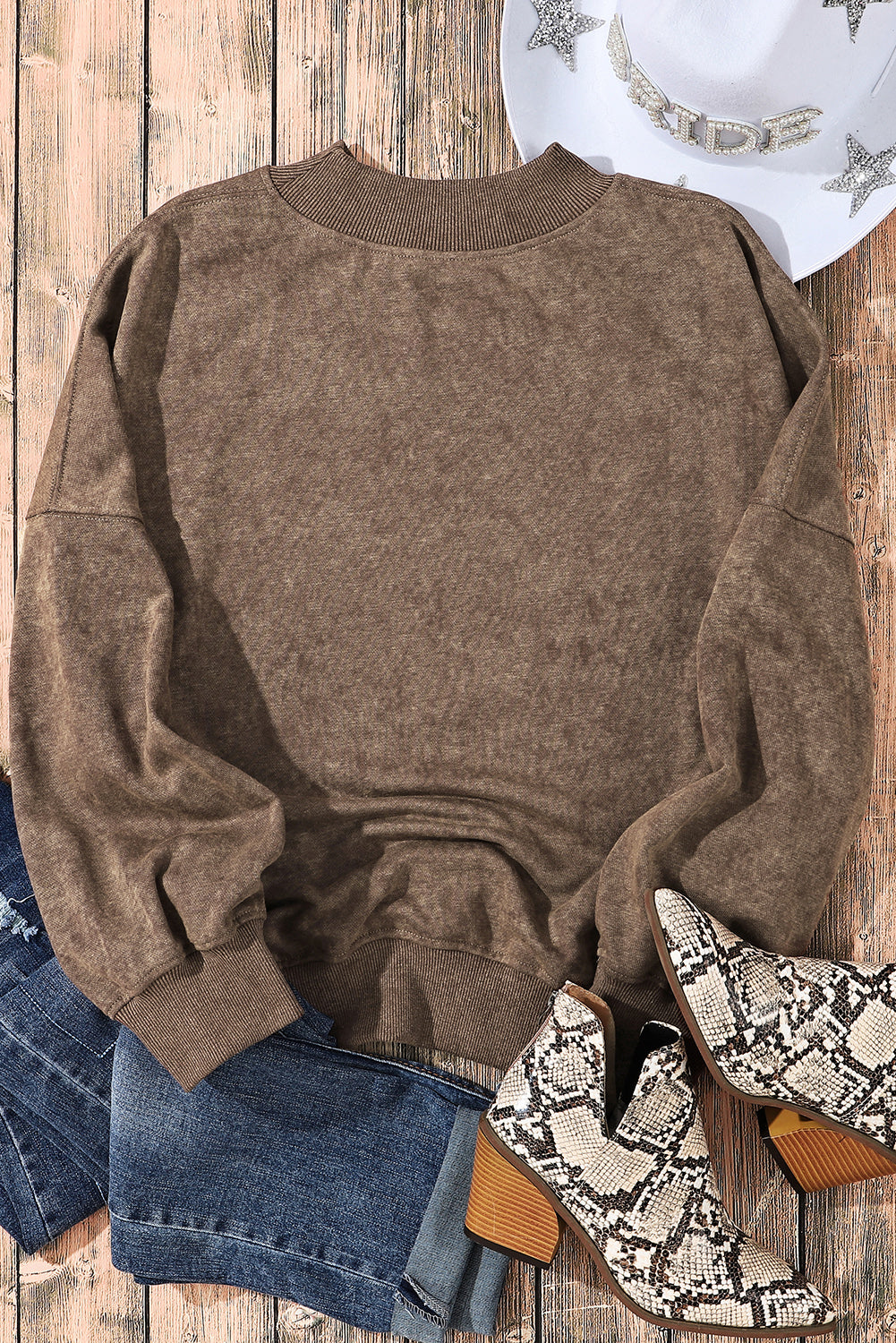 Brown Crew Neck Pullover Sweatshirt