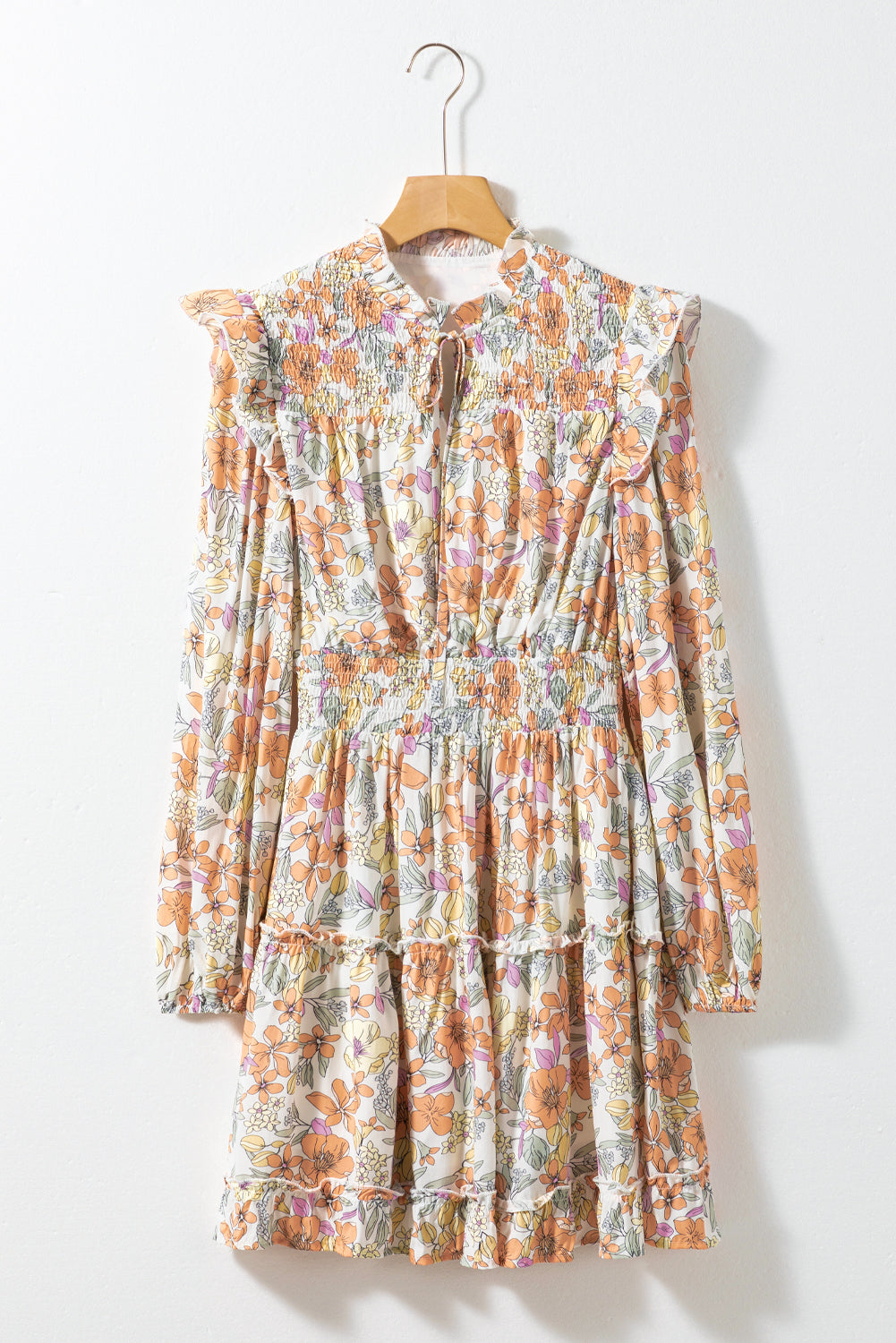 White Ruffled Floral Dress